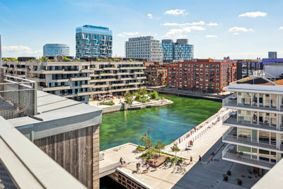 Privat tagterrasse med spektakulær panoramaudsigt over Nordhavn og vand