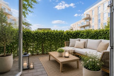 Moderne stuelejlighed med sydvendt terrasse